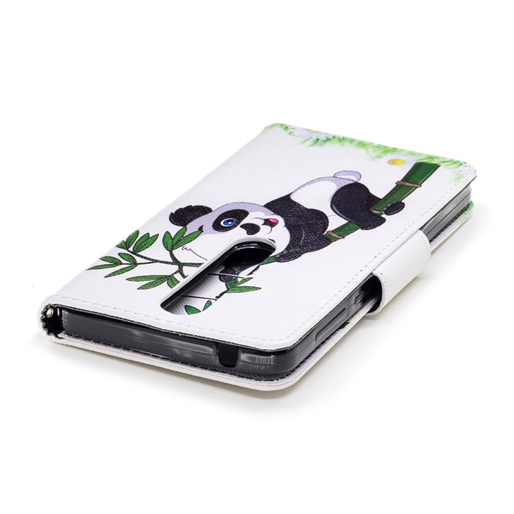 For Nokia 6.1 (5.5-inch) Patterned PU Leather Stand Wallet Cover - Lovely Panda on Bamboo-7