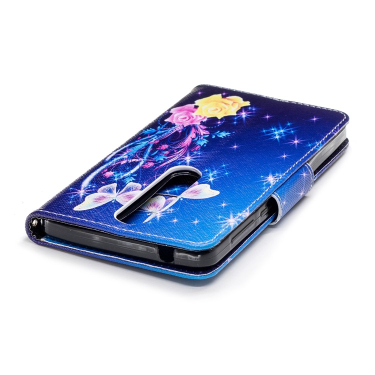 For Nokia 6.1 (5.5-inch) Patterned PU Leather Stand Protective Cover - Roses and Butterflies-7