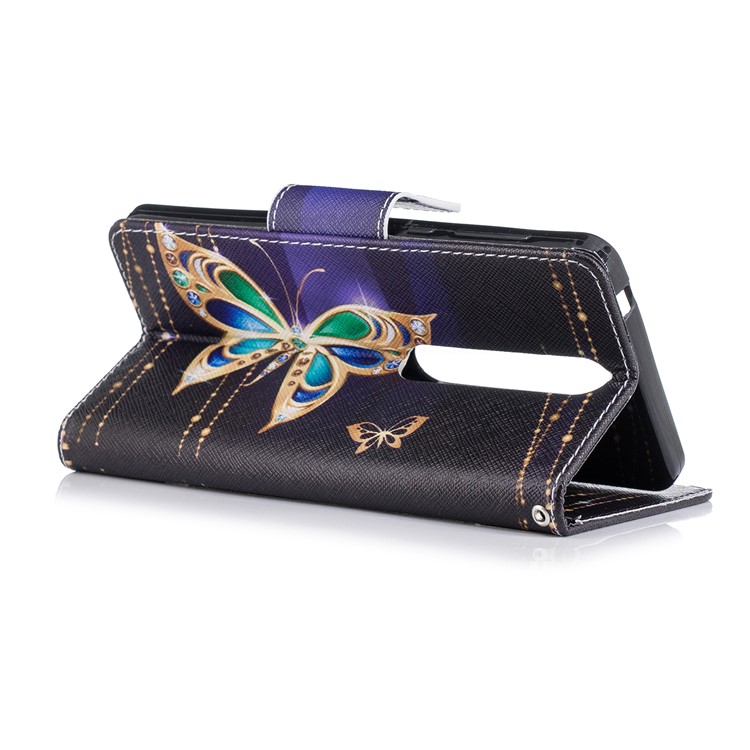 For Nokia 6.1 (5.5-inch) Patterned PU Leather Stand Protective Case - Butterfly with Diamond-4