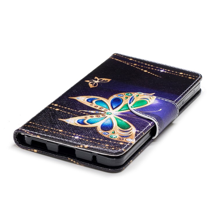 For Nokia 6.1 (5.5-inch) Patterned PU Leather Stand Protective Case - Butterfly with Diamond-6