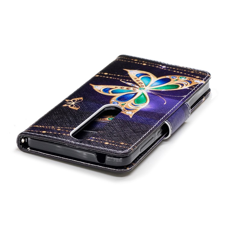 For Nokia 6.1 (5.5-inch) Patterned PU Leather Stand Protective Case - Butterfly with Diamond-7