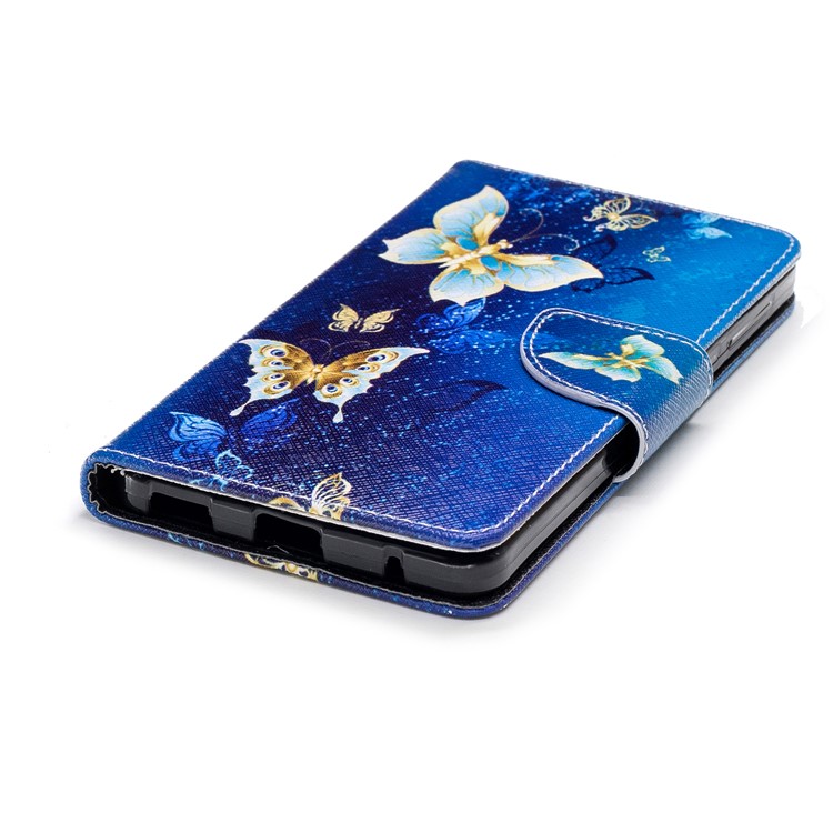 For Nokia 6.1 (5.5-inch) Patterned PU Leather Stand Protector Cover - Blue Butterflies-6