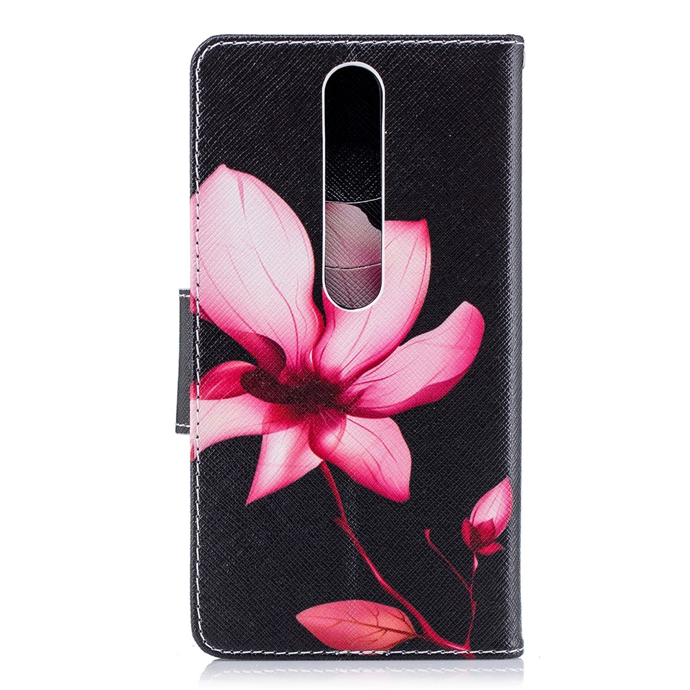 For Nokia 6.1 (5.5-inch) Patterned PU Leather Stand Mobile Phone Cover - Flower Pattern-3