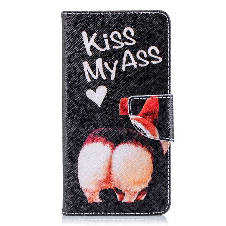 For Nokia 6.1 (5.5-inch) Patterned PU Leather Stand Cell Phone Case - Kiss My Ass-2