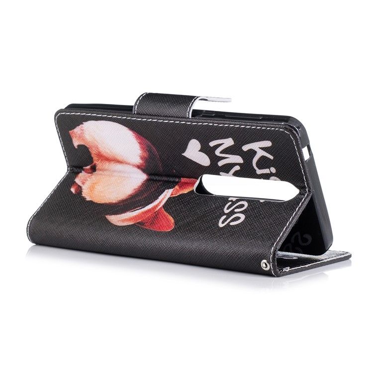 For Nokia 6.1 (5.5-inch) Patterned PU Leather Stand Cell Phone Case - Kiss My Ass-4