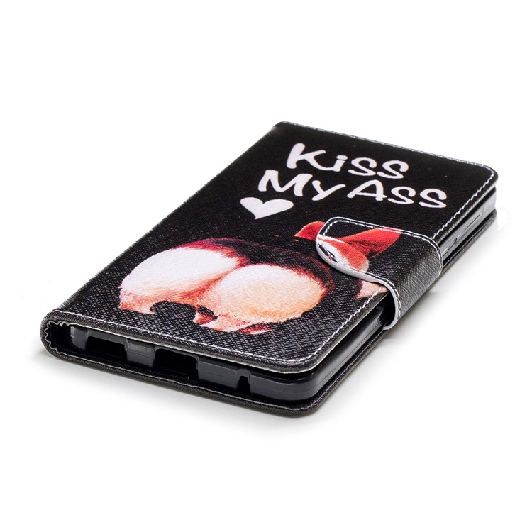 For Nokia 6.1 (5.5-inch) Patterned PU Leather Stand Cell Phone Case - Kiss My Ass-6
