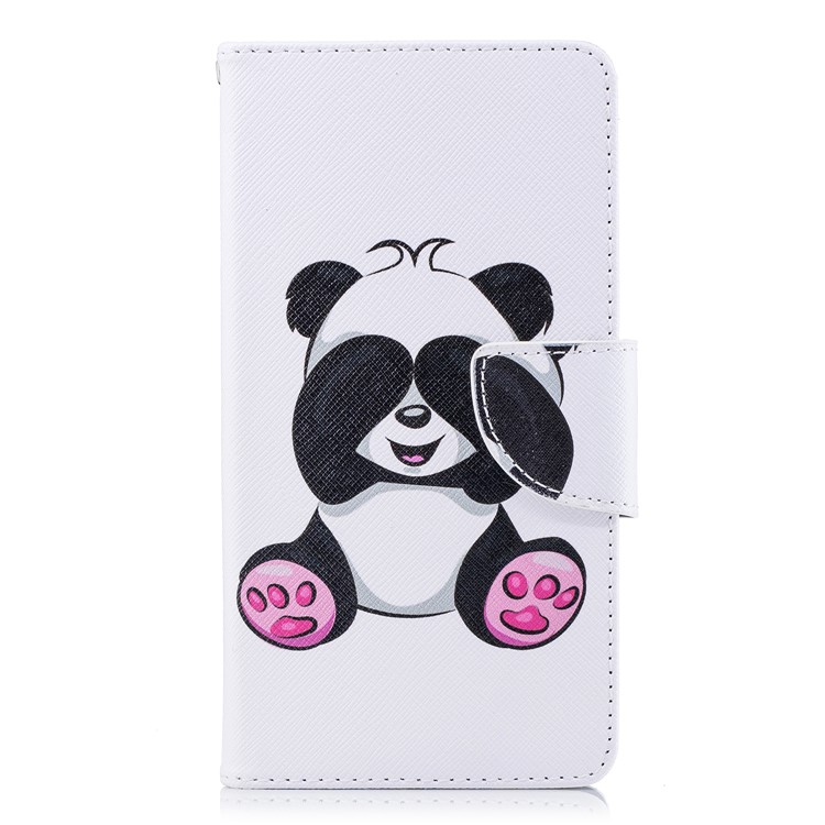 For Nokia 6.1 (5.5-inch) Patterned PU Leather Stand Phone Accessory Cover - Adorable Panda-2