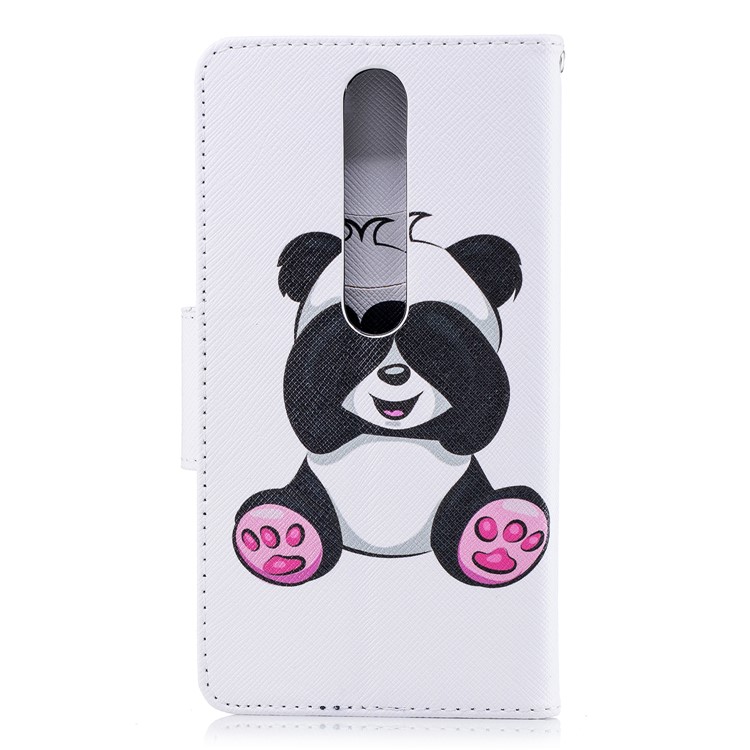For Nokia 6.1 (5.5-inch) Patterned PU Leather Stand Phone Accessory Cover - Adorable Panda-3