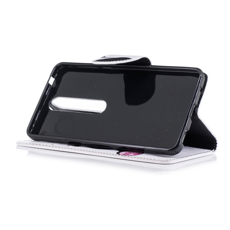 For Nokia 6.1 (5.5-inch) Patterned PU Leather Stand Phone Accessory Cover - Adorable Panda-5
