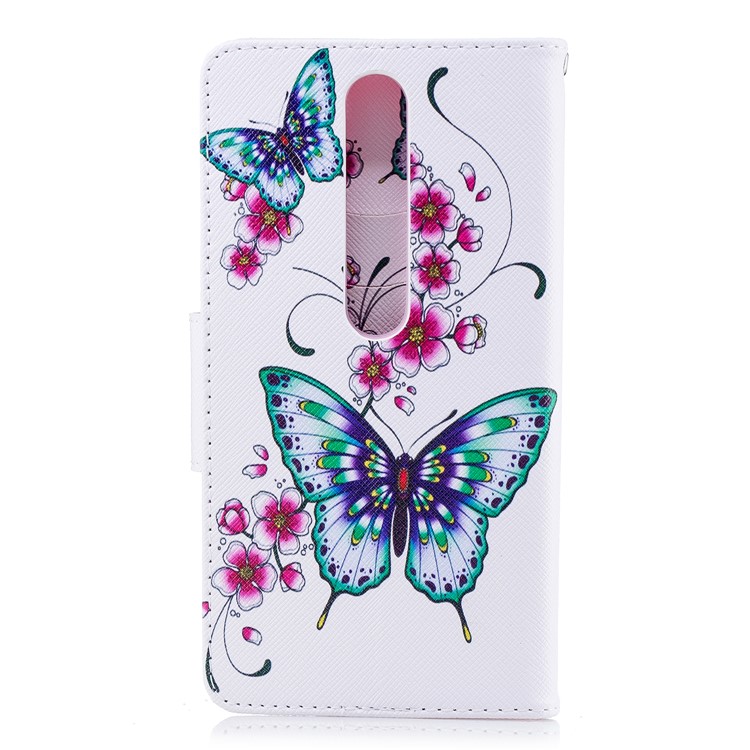 For Nokia 6.1 (5.5-inch) Patterned PU Leather Stand Mobile Phone Shell - Butterflies and Flower-3
