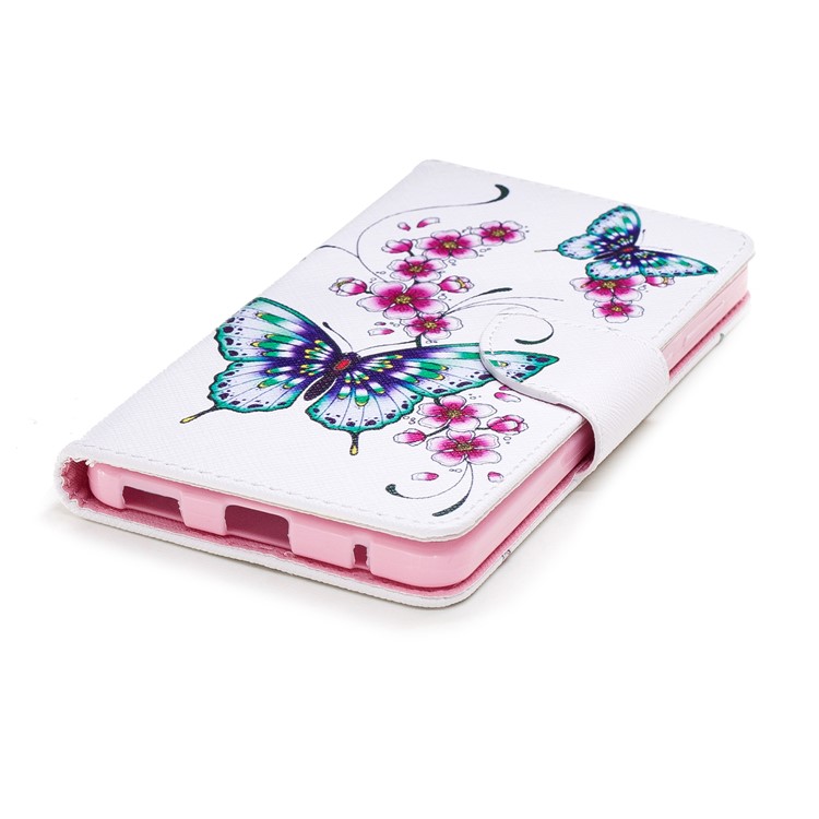 For Nokia 6.1 (5.5-inch) Patterned PU Leather Stand Mobile Phone Shell - Butterflies and Flower-6