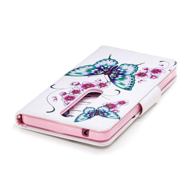 For Nokia 6.1 (5.5-inch) Patterned PU Leather Stand Mobile Phone Shell - Butterflies and Flower-7
