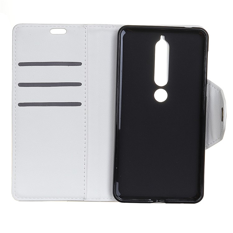 Crazy Horse Textured PU Leather Wallet Phone Cover for Nokia 6.1 (5.5-inch) - White-3