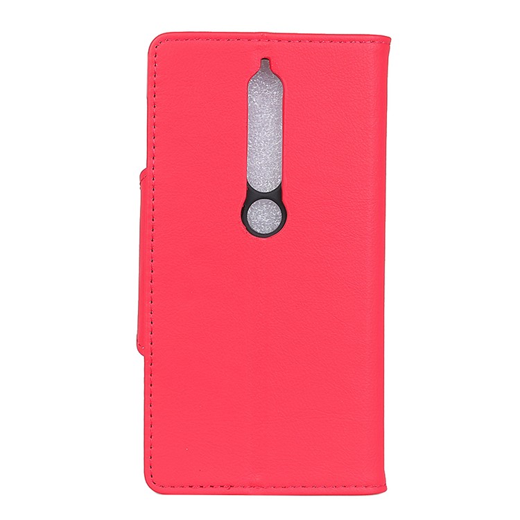 Crazy Horse Textured PU Leather Wallet Phone Shell for Nokia 6.1 (5.5-inch) - Red-2