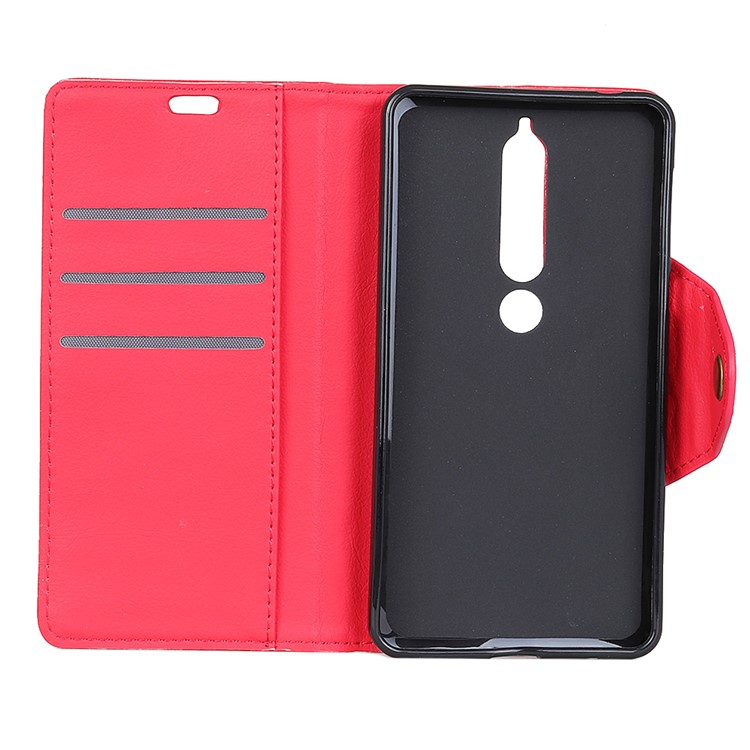 Crazy Horse Textured PU Leather Wallet Phone Shell for Nokia 6.1 (5.5-inch) - Red-3