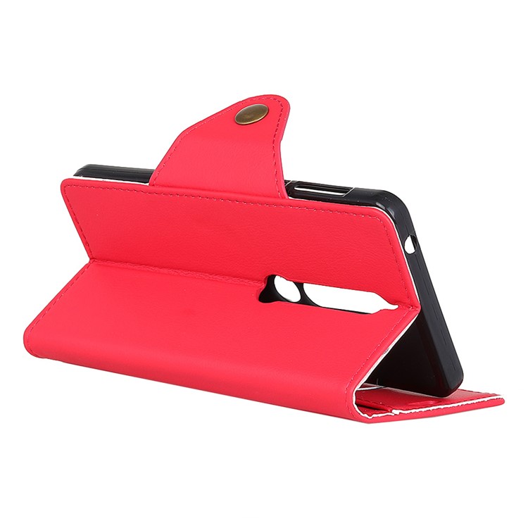 Crazy Horse Textured PU Leather Wallet Phone Shell for Nokia 6.1 (5.5-inch) - Red-4