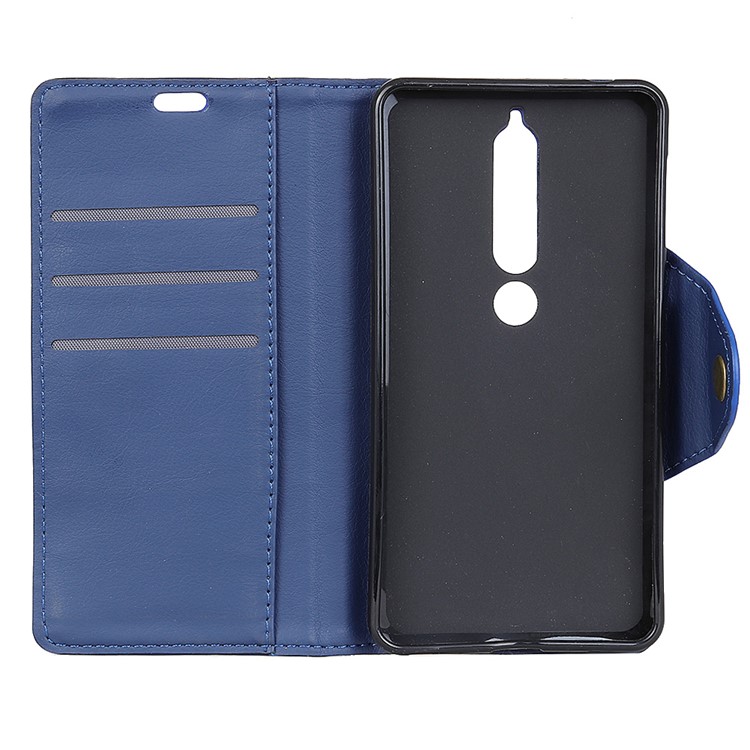 Crazy Horse Textured PU Leather Wallet Phone Casing for Nokia 6.1 (5.5-inch) - Blue-3