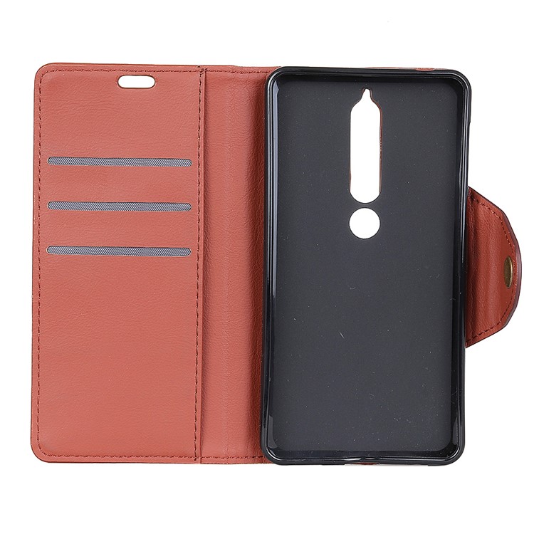Crazy Horse Textured PU Leather Wallet Mobile Phone Case for Nokia 6.1 (5.5-inch) - Brown-3