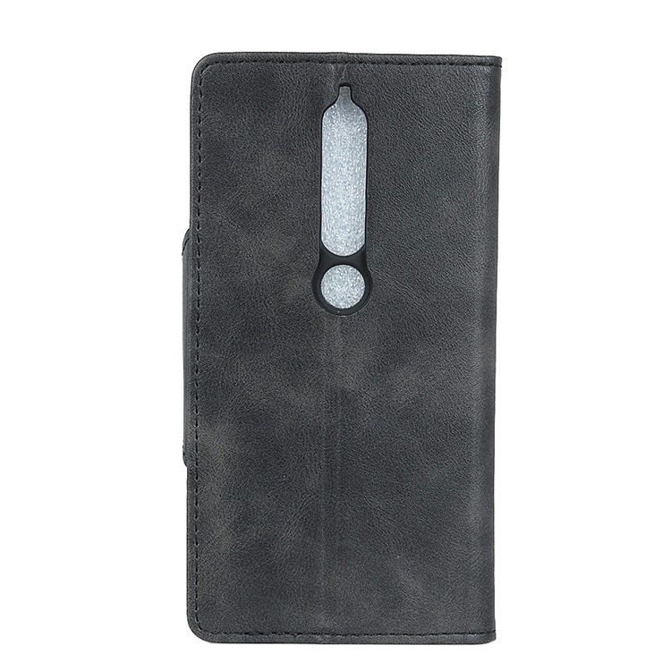 Textured PU Leather Wallet Phone Case with Stand for Nokia 6.1 (5.5-inch) - Black-2