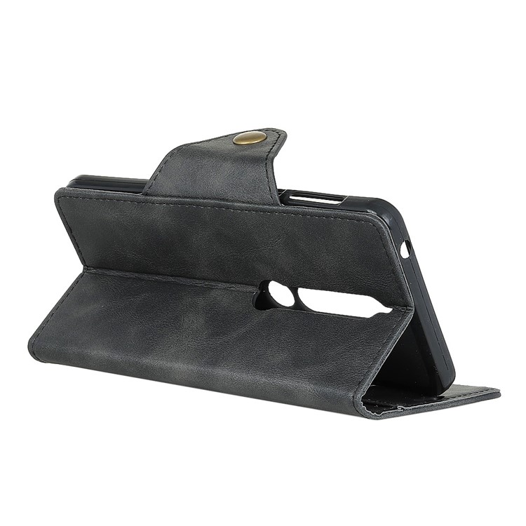 Textured PU Leather Wallet Phone Case with Stand for Nokia 6.1 (5.5-inch) - Black-4