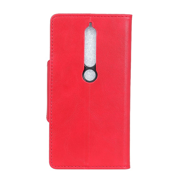 Textured PU Leather Wallet Phone Shell with Stand for Nokia 6.1 (5.5-inch) - Red-2