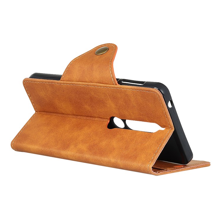 Textured PU Leather Wallet Phone Cover with Stand for Nokia 6.1 (5.5-inch) - Brown-4
