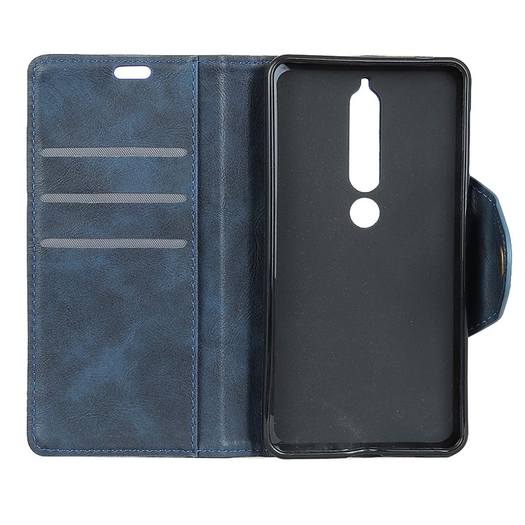 Textured PU Leather Wallet Phone Protection Shell with Stand for Nokia 6.1 (5.5-inch) - Blue-3