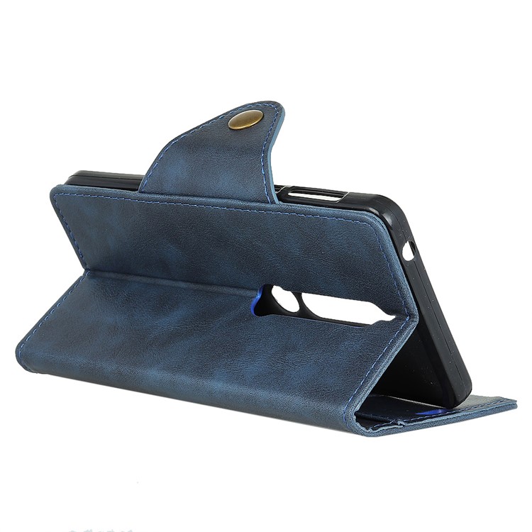 Textured PU Leather Wallet Phone Protection Shell with Stand for Nokia 6.1 (5.5-inch) - Blue-4