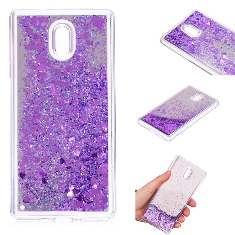 Glitter Moving Quicksand Mirror Surface TPU Shell Case for Nokia 3 - Purple-1
