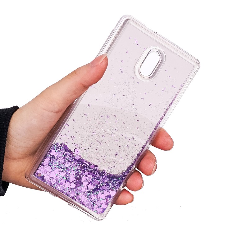 Glitter Moving Quicksand Mirror Surface TPU Shell Case for Nokia 3 - Purple-5