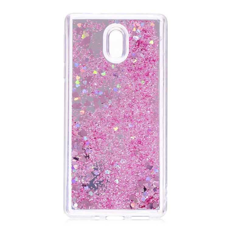 Glitter Moving Quicksand Mirror Surface TPU Cover for Nokia 3 - Pink-2