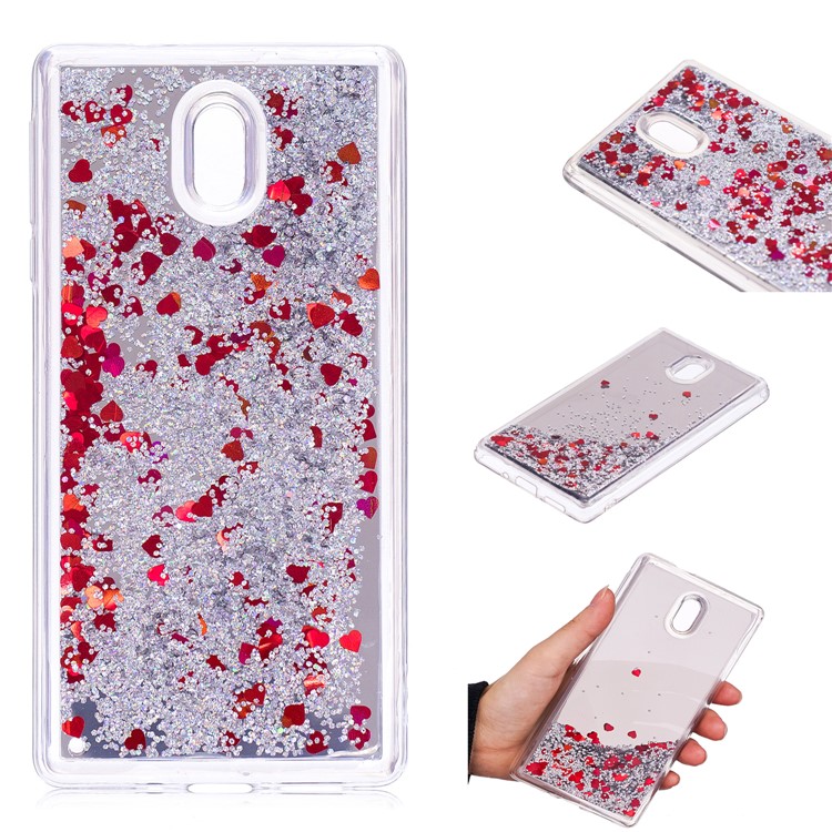 Glitter Moving Quicksand Mirror Surface TPU Phone Shell Case for Nokia 3 - Silver-1