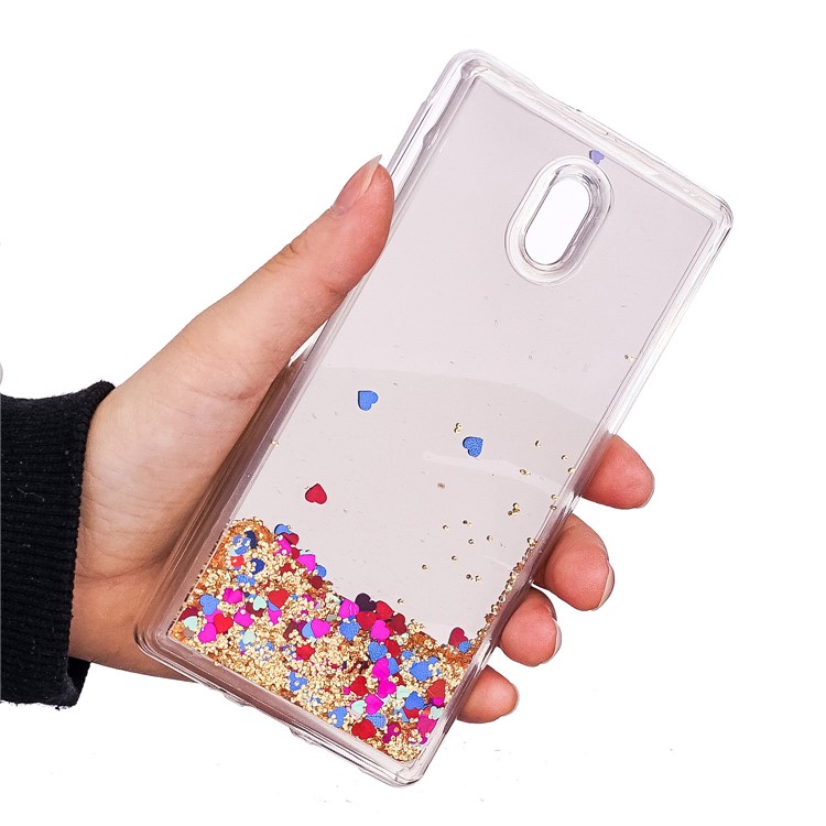 Glitter Moving Quicksand Mirror Surface TPU Cover Shell for Nokia 3 - Gold-6