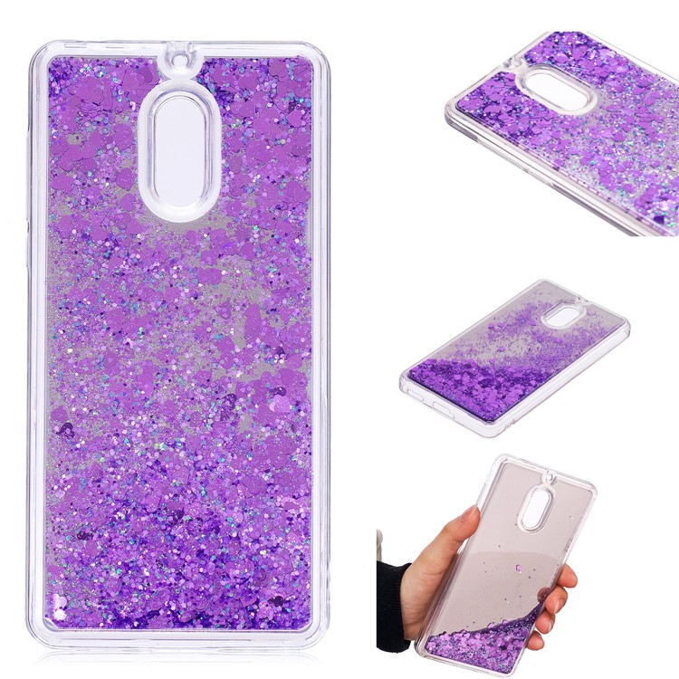 Glitter Moving Quicksand Mirror Surface TPU Shell Case for Nokia 6 (2017) - Purple-1
