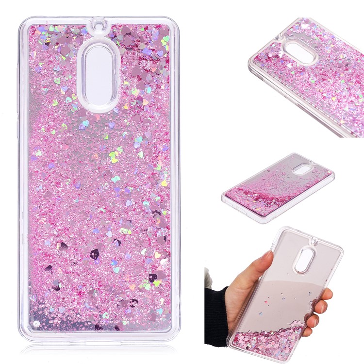 Glitter Moving Quicksand Mirror Surface TPU Shell for Nokia 6 (2017) - Pink-1