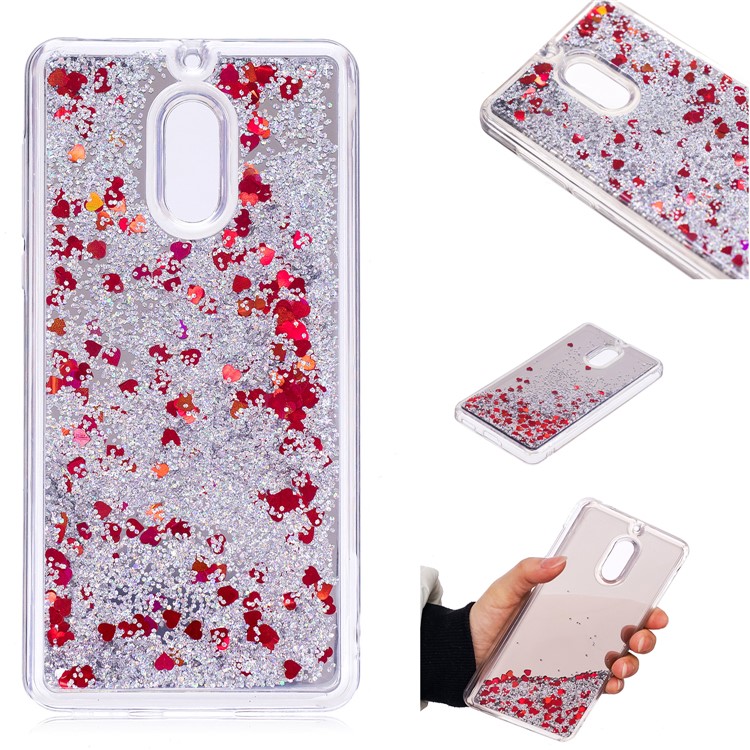 Glitter Moving Quicksand Mirror Surface TPU Cover Case for Nokia 6 (2017) - Silver-1