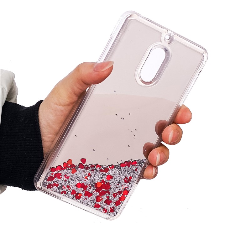 Glitter Moving Quicksand Mirror Surface TPU Cover Case for Nokia 6 (2017) - Silver-5
