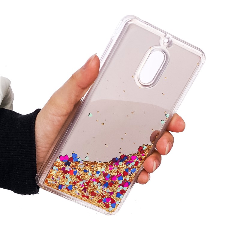 Glitter Moving Quicksand Mirror Surface TPU Shell Cover Case for Nokia 6 (2017) - Gold-6