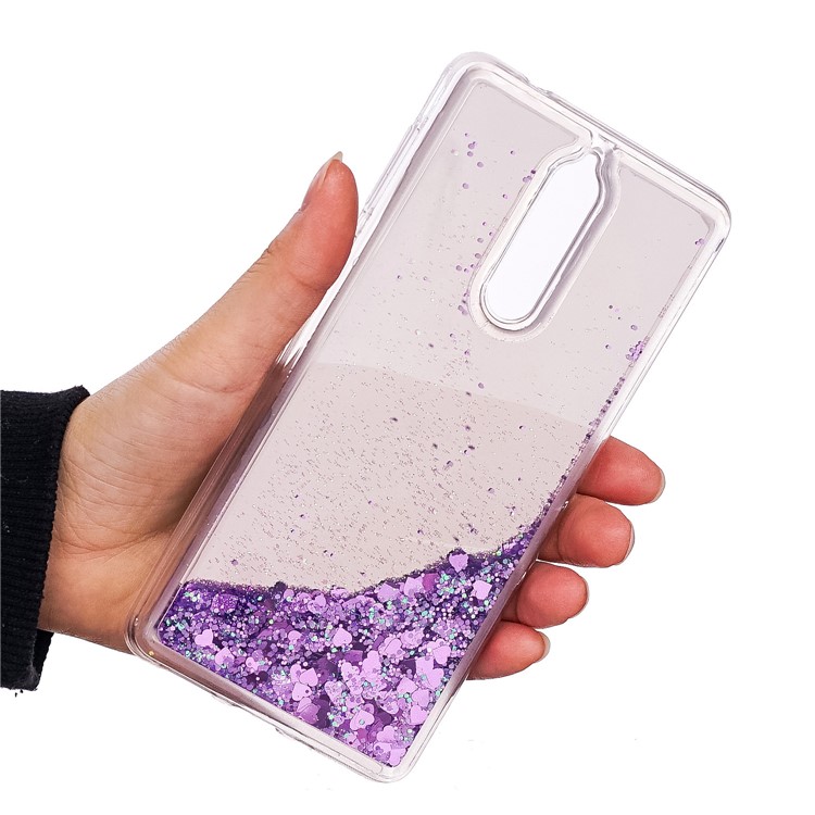 Glitter Moving Quicksand Mirror Surface TPU Case for Nokia 8 - Purple-5