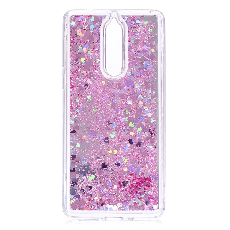 Glitter Moving Quicksand Mirror Surface TPU Back Case for Nokia 8 - Pink-3