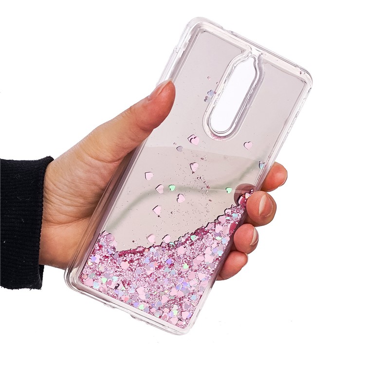 Glitter Moving Quicksand Mirror Surface TPU Back Case for Nokia 8 - Pink-6