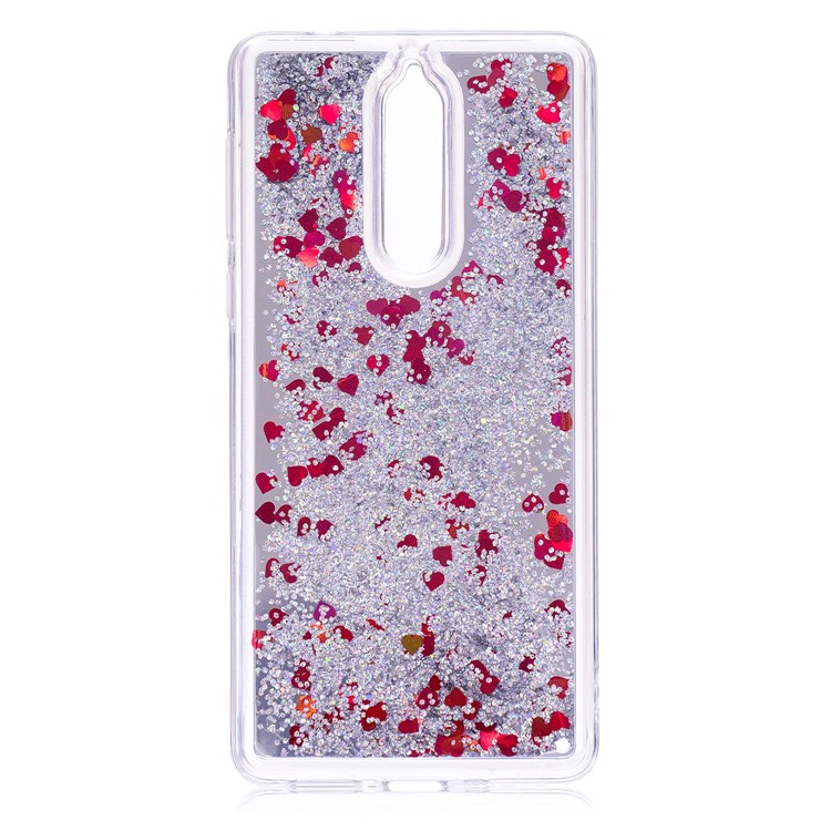 Glitter Moving Quicksand Mirror Surface TPU Cell Phone Case for Nokia 8 - Silver-2