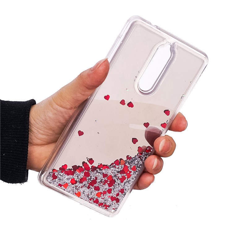 Glitter Moving Quicksand Mirror Surface TPU Cell Phone Case for Nokia 8 - Silver-5