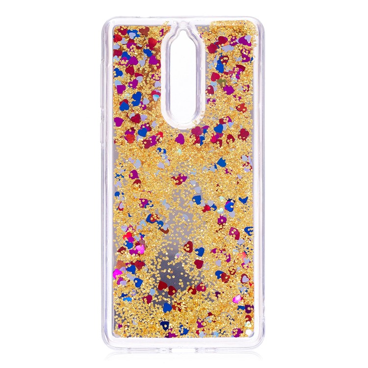 Glitter Moving Quicksand Mirror Surface TPU Case Cover Shell for Nokia 8 - Gold-2