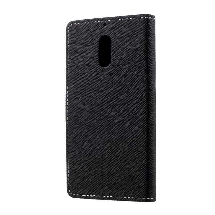 Cross Texture Flip Stand Leather Wallet Phone Case for Nokia 6 - Black-2