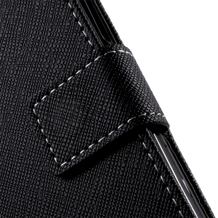 Cross Texture Flip Stand Leather Wallet Phone Case for Nokia 6 - Black-7