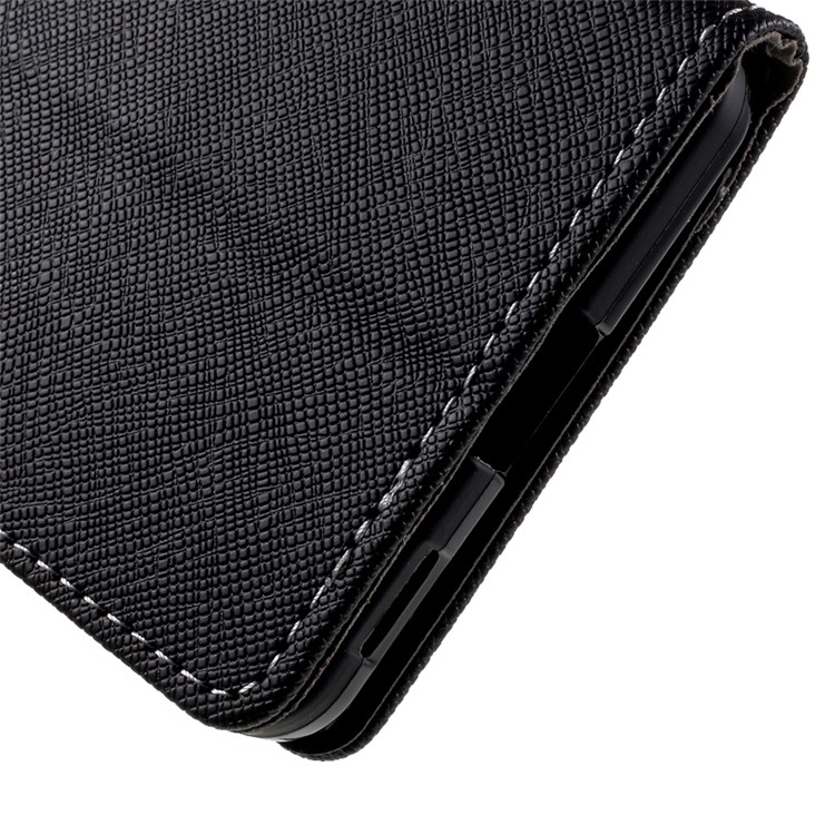 Cross Texture Flip Stand Leather Wallet Phone Case for Nokia 6 - Black-8
