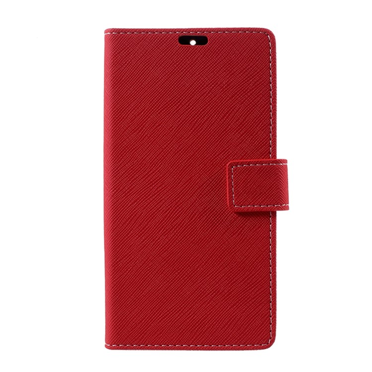 Cross Texture Wallet Leather Phone Case with Stand for Nokia 6 - Red-1