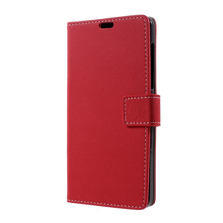 Cross Texture Wallet Leather Phone Case with Stand for Nokia 6 - Red-2