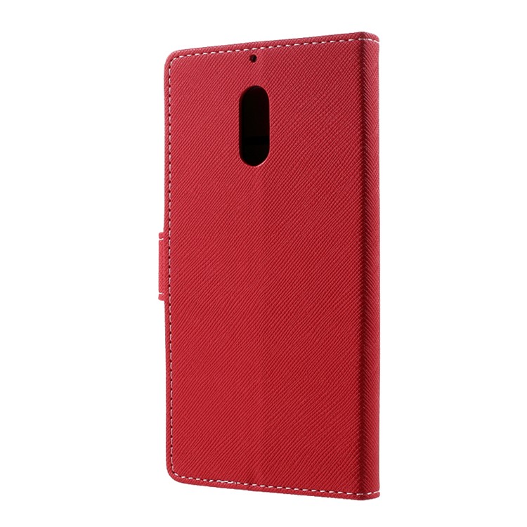 Cross Texture Wallet Leather Phone Case with Stand for Nokia 6 - Red-3